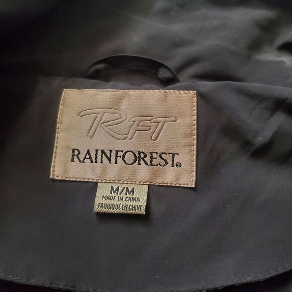 RFT Rainforest Mid Length black Brown Hoodie Windbraker Jacket Coat M mspr $129 - Picture 6 of 6